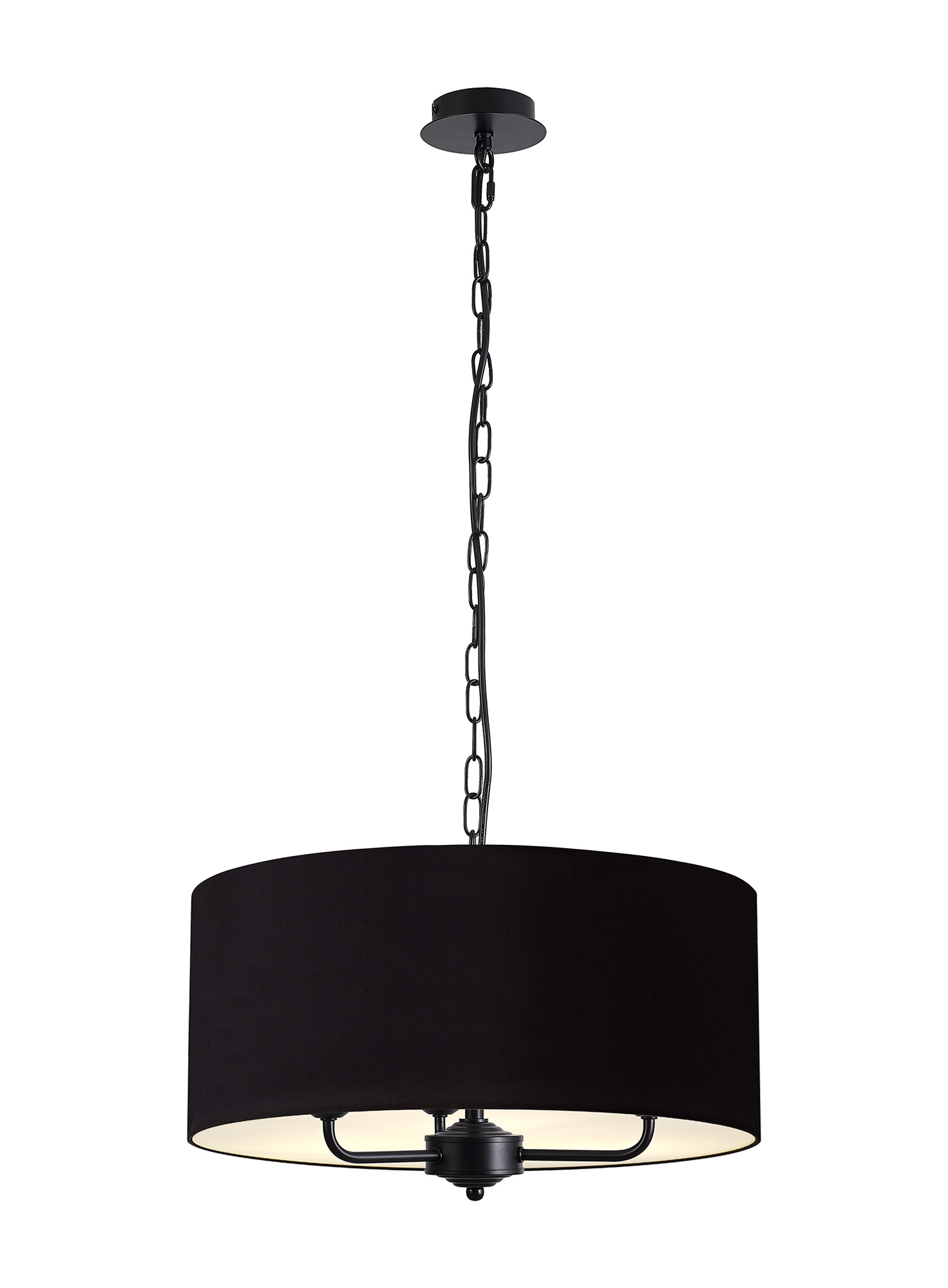 DK1035  Banyan 50cm 3 Light Pendant Matt Black; Midnight Black/Green Olive